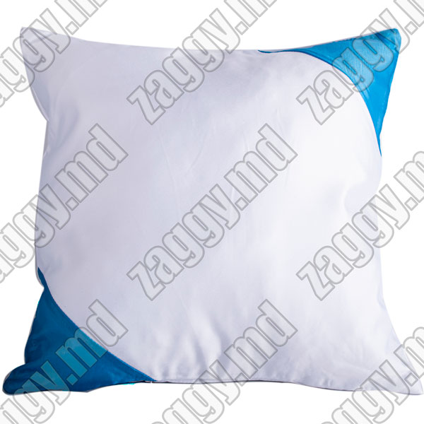 Подушка с цветными уголками голубая